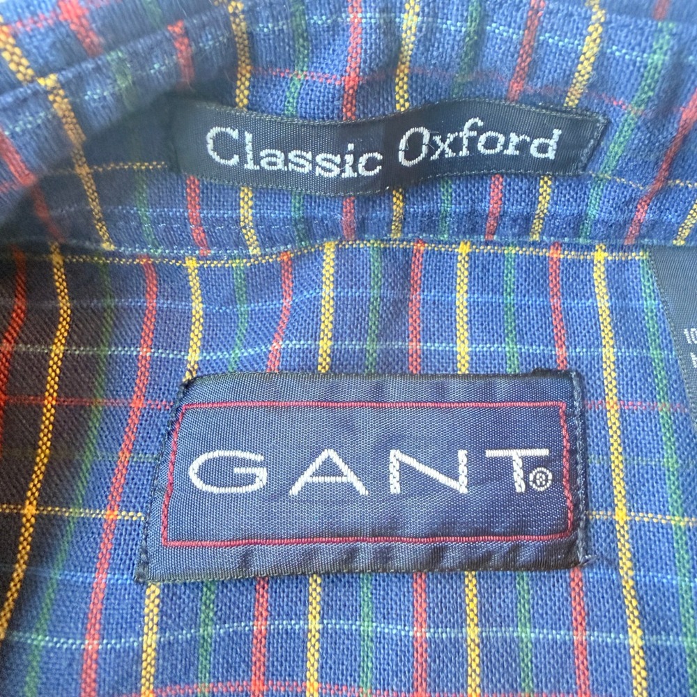 GANT Classic Oxford Men's XL Blue Plaid 100% Cotton Button Down Shirt Preppy - Picture 8 of 11